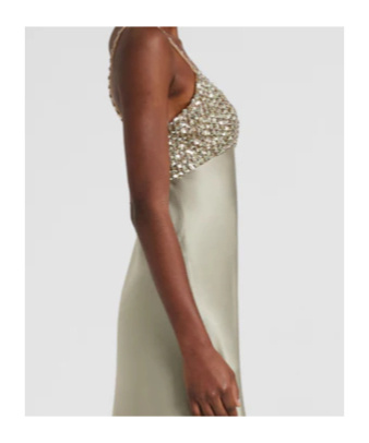 Ermanno Scervino Long Lingerie-style Dress In Silk Satin In Metallic