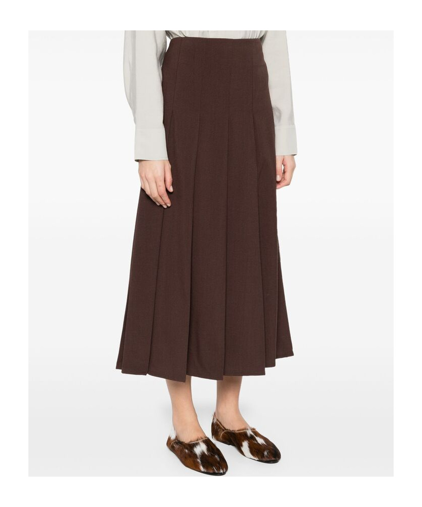 Shop Studio Nicholson Pleated Skirt In Green