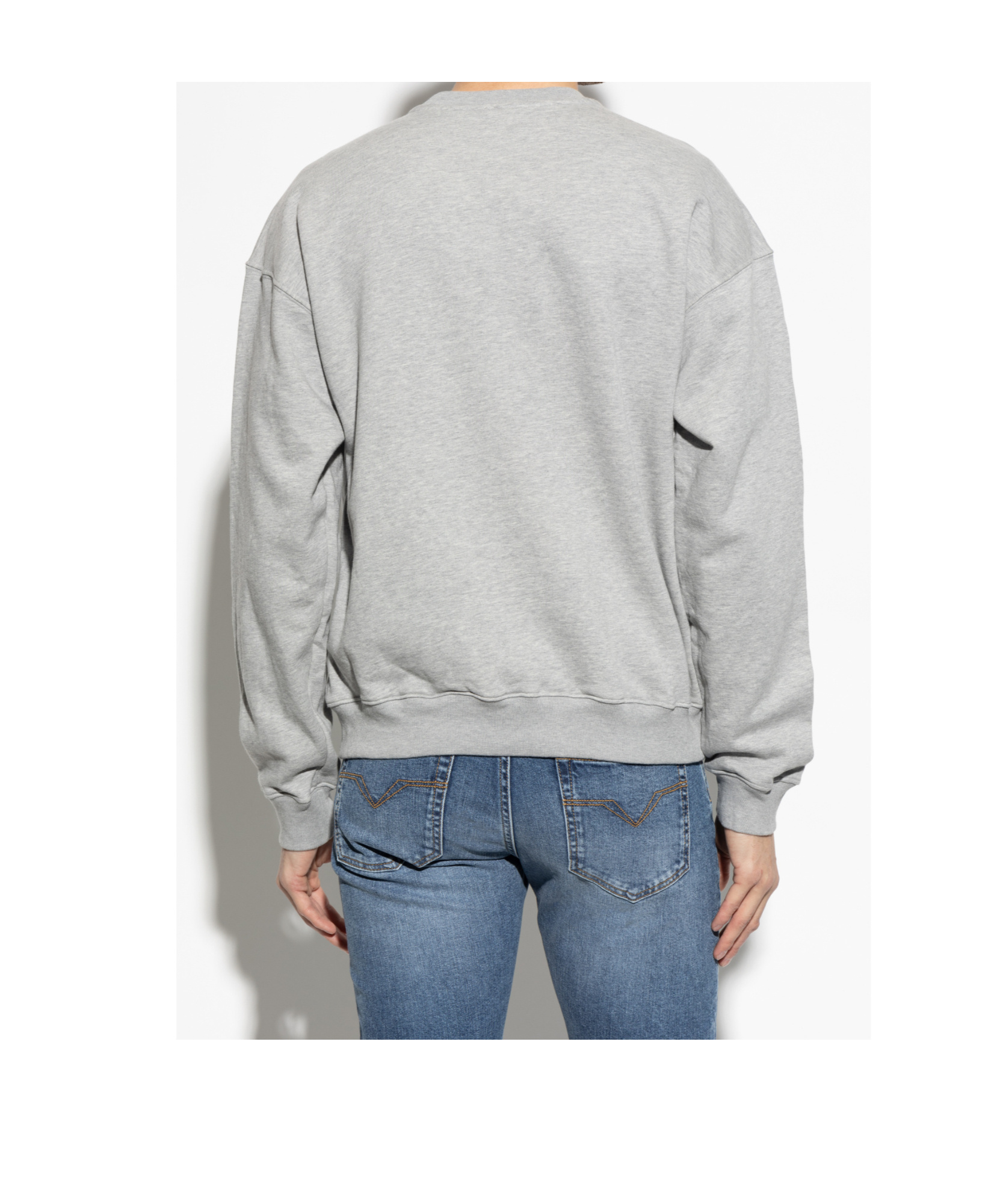 Versace Round-collar Long-sleeve Hoodie In Gray
