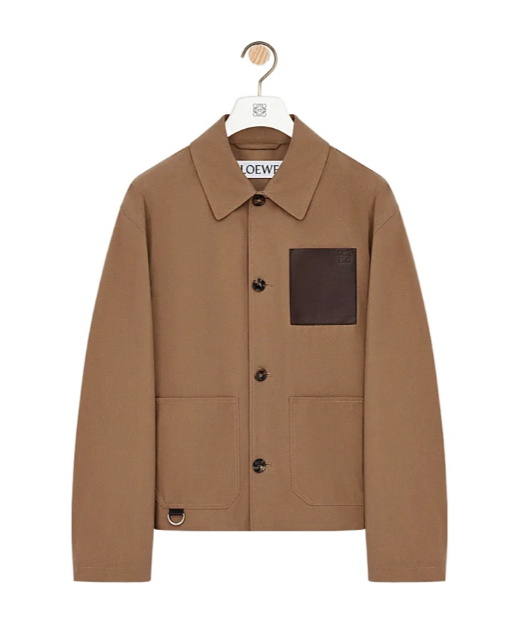 Loewe Cotton Jacket With Contrast Pocket And Front Pockets