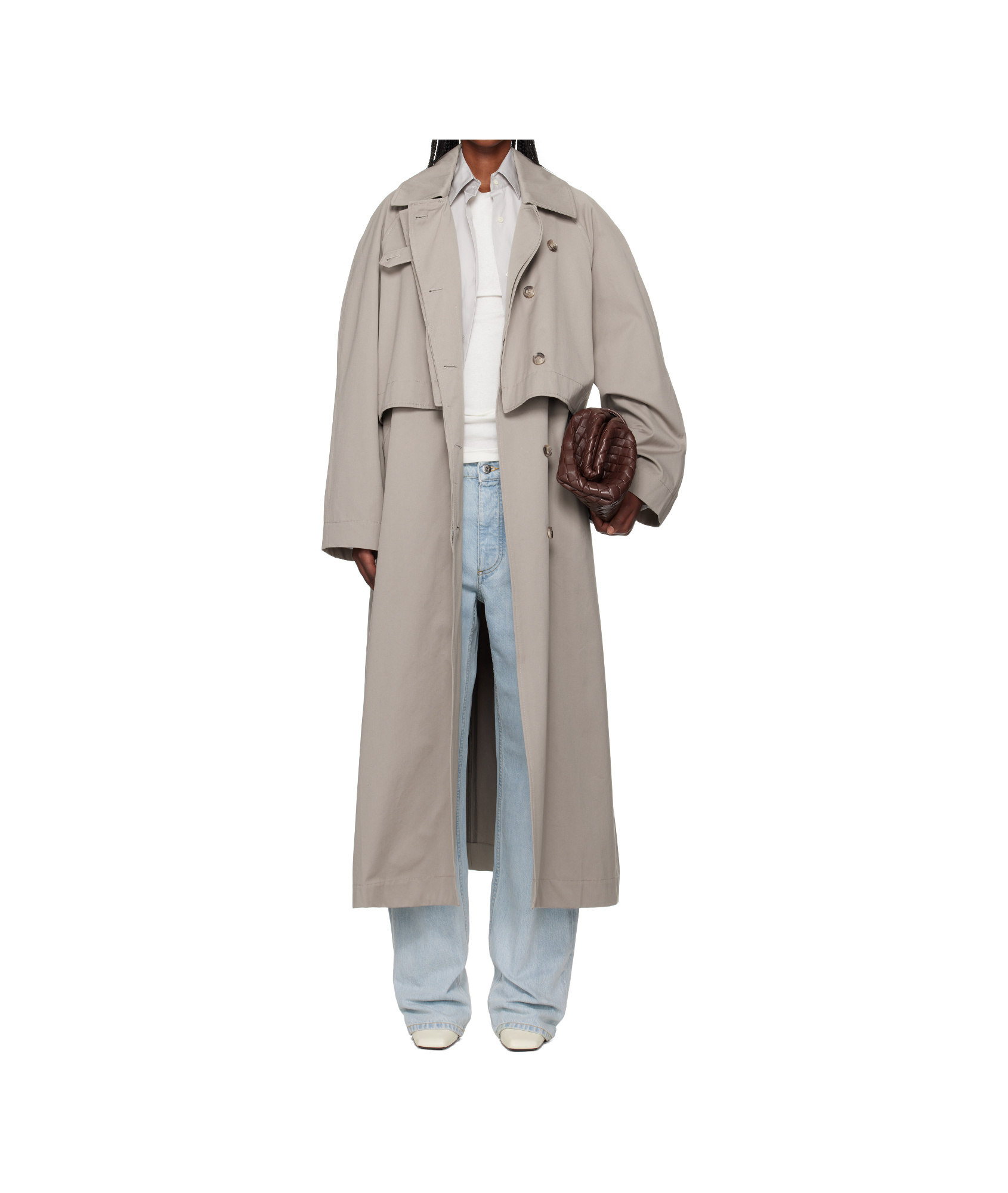 Remain Birger Christensen Remain Trench Coat With Cropped Overlay And Classic Collar In Neutral
