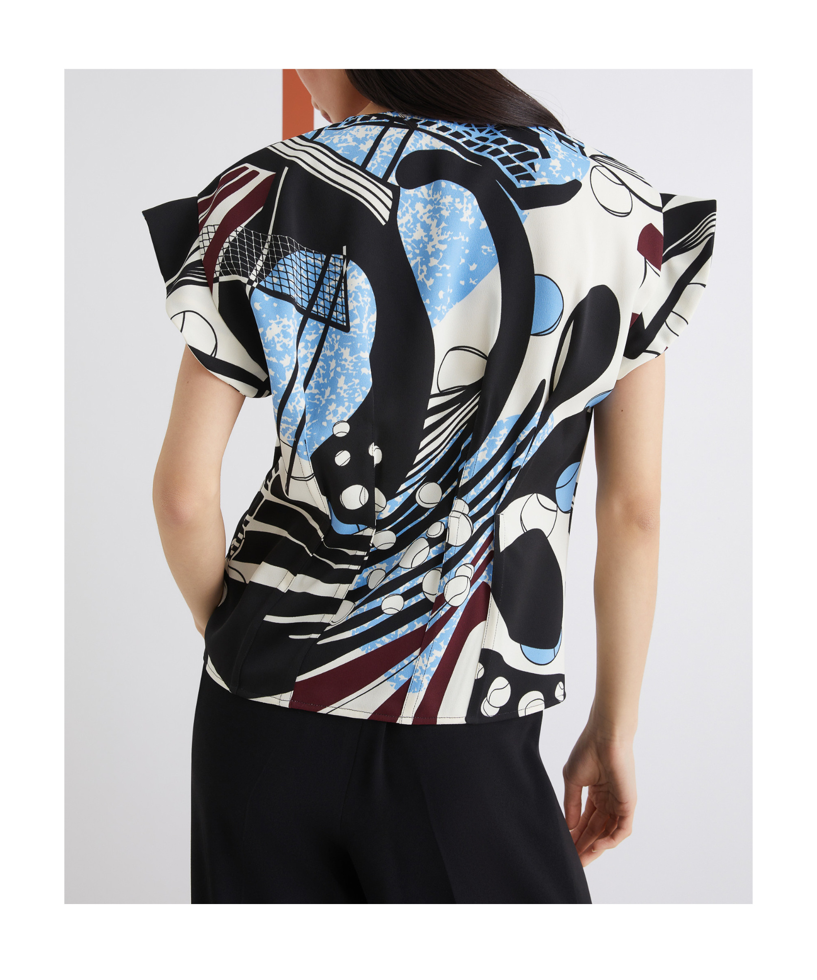 Marella Printed Satin Blouse - Wool White In Multi