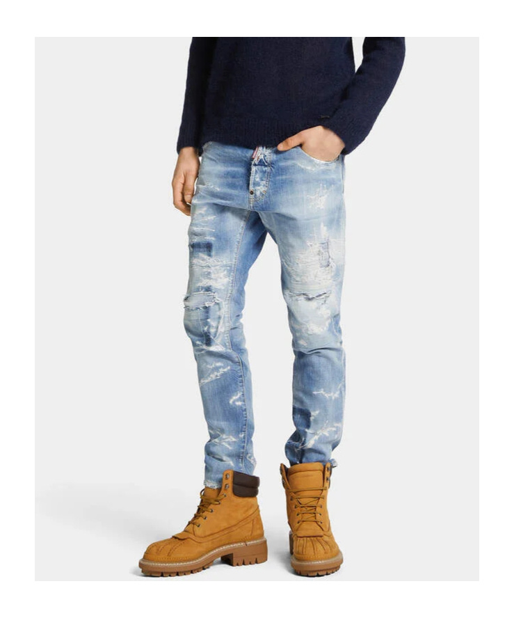 Dsquared2 Light Ripped Wash Cool Guy Jeans In Blue