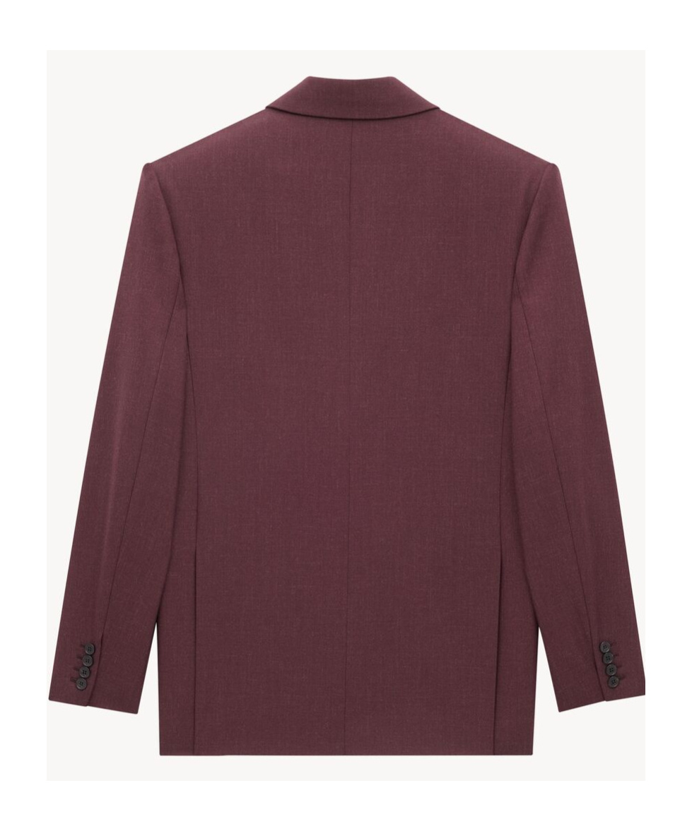 Saint Laurent Wool Double-breasted Blazer In Bordeaux