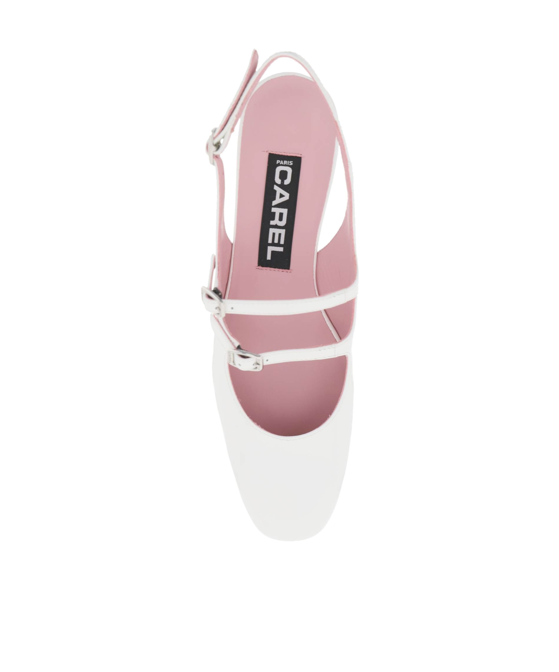 Carel Paris Patent Leather Slingback Slippers With Adjustable Straps In White