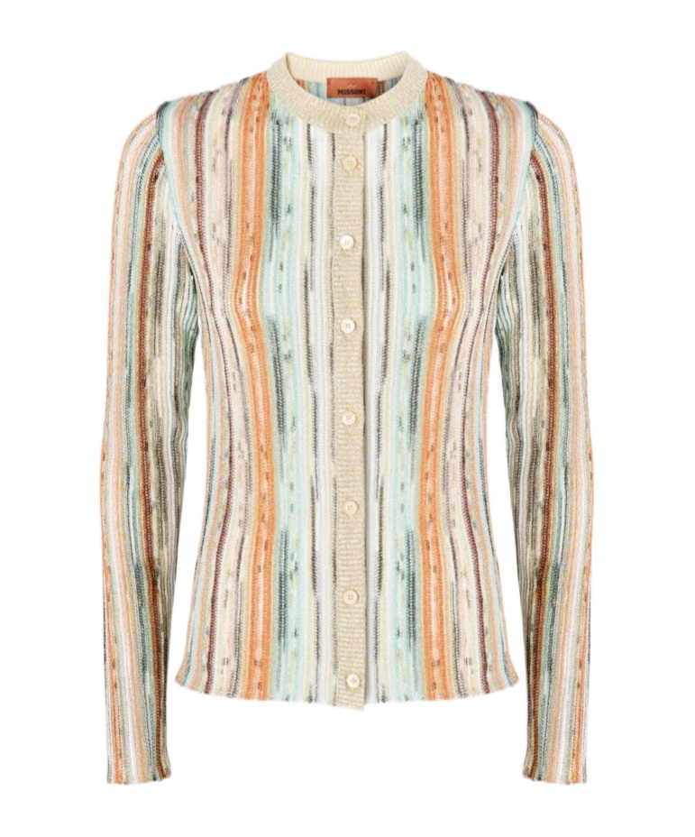 Missoni Striped Cardigan In Nude