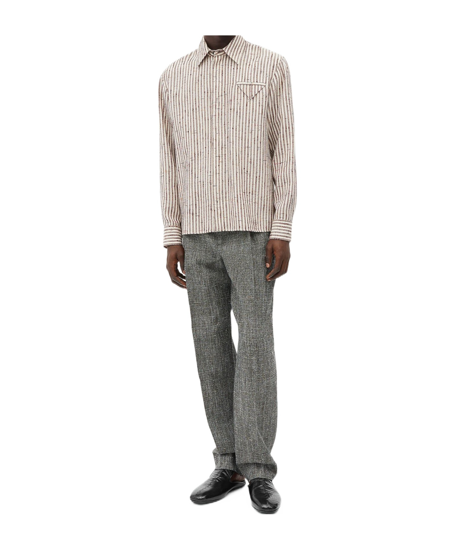 Bottega Veneta Flecked Stripe Button-up Shirt In White