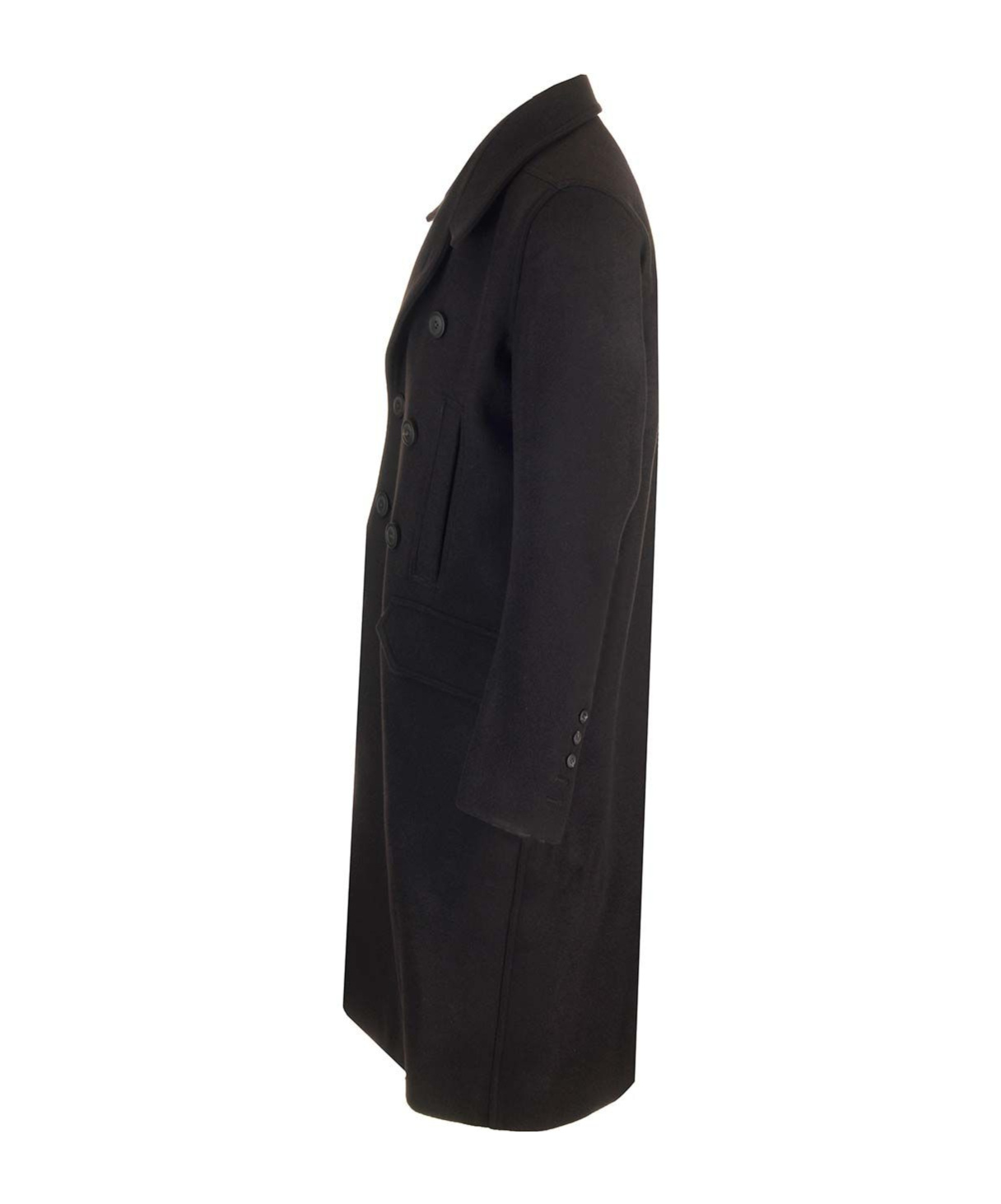 Rick Owens Officer Coat Structured Wide Lapels In Black