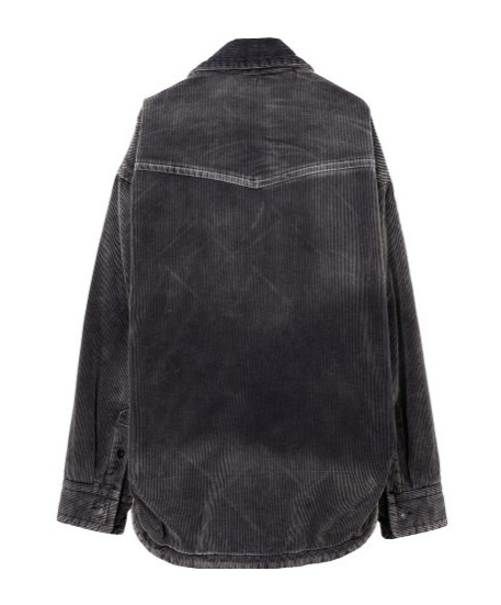 Miharayasuhiro Distressed Corduroy Puffer Shirt In Blue
