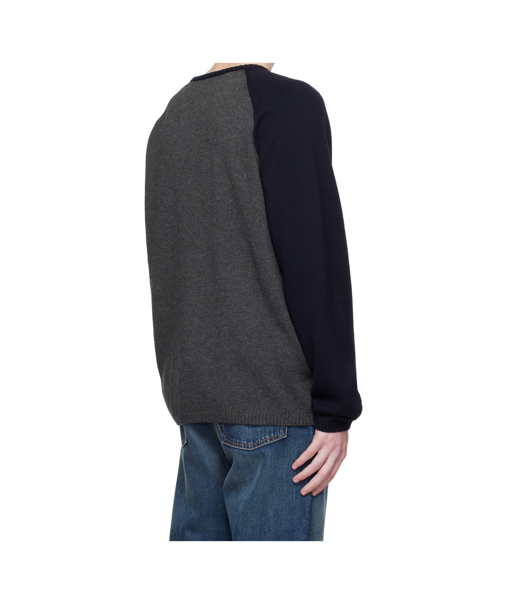 We11 Done Printed Raglan Knit Pullover Sweater In Gray