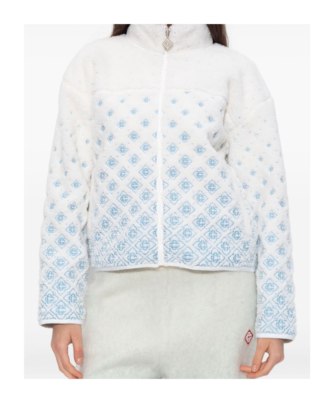 Casablanca Zippered Long-sleeved Casual Jacket In White