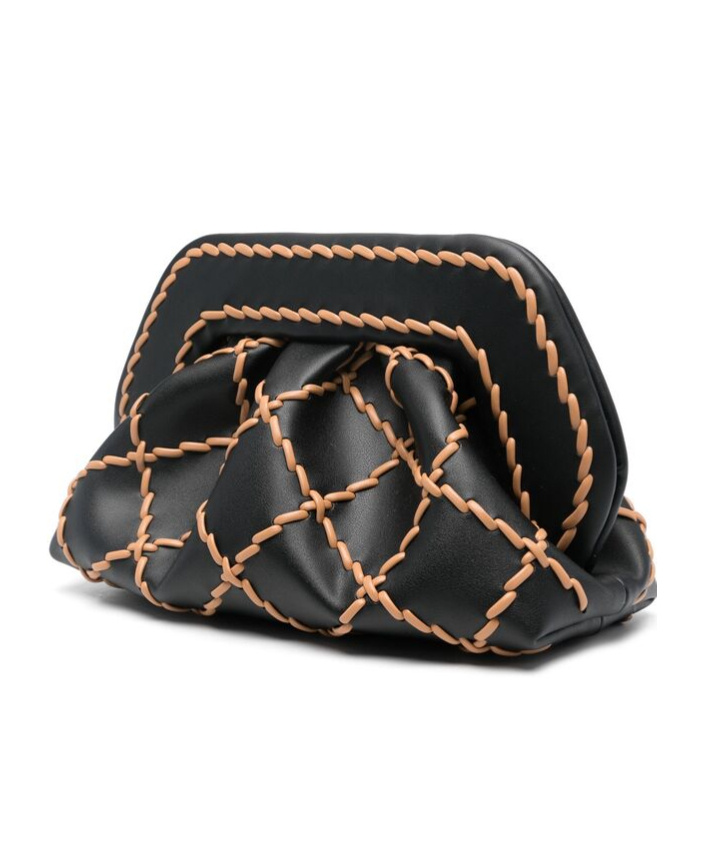 Themoirè Check Pattern Clutch In Black