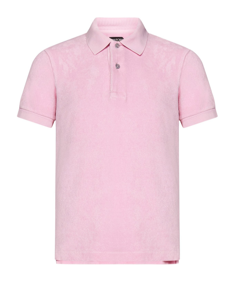 Tom Ford Classic Piquet Polo With Three-button Placket In Pink