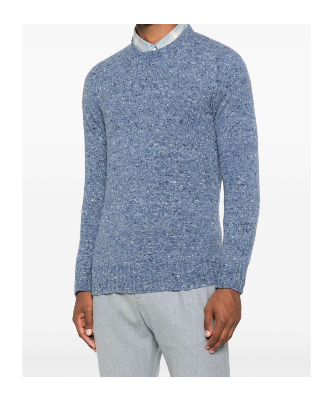 Drumohr Speckled Round-neck Sweater In Blue