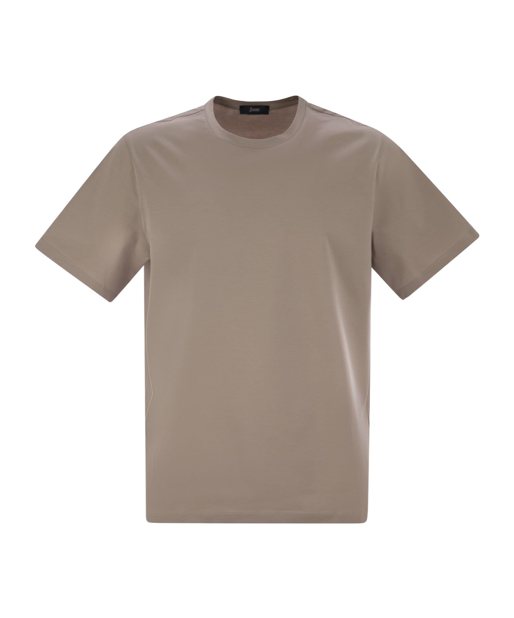 Herno Stretched Crewneck T-shirt In Brown