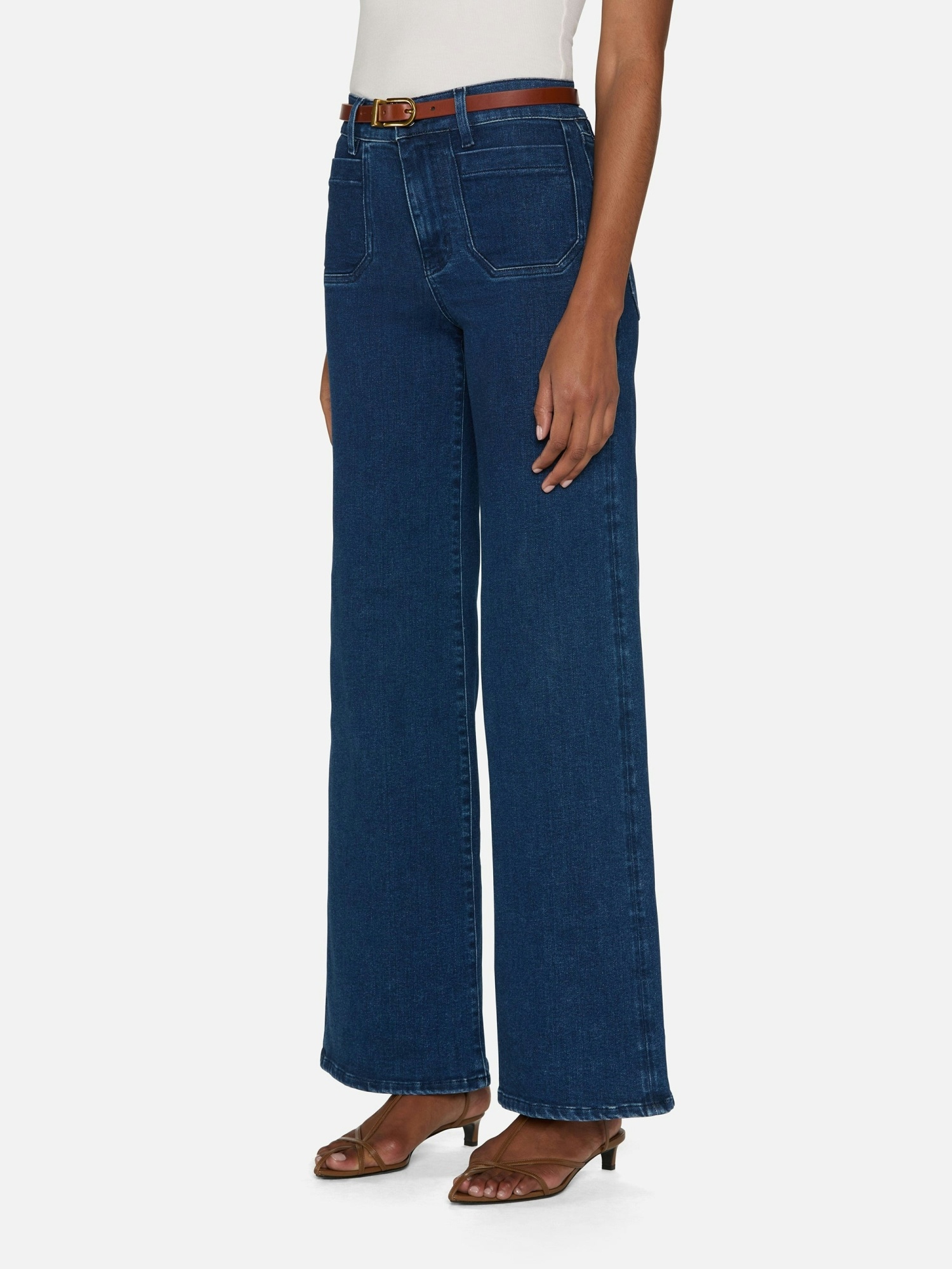 Frame Le Slim Palazzo Modernist Pocket Jeans In Blue