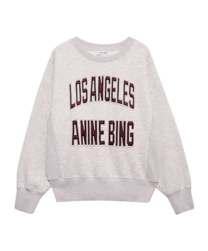 Anine Bing Womens Oatmeal Melange Harry Logo-embroidered Cotton Sweatshirt In White