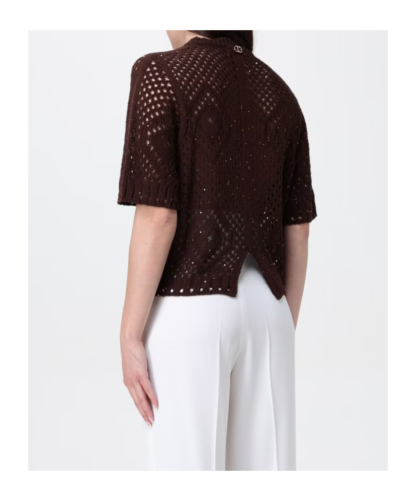 Shop Twinset Open-knit Short-sleeve Top