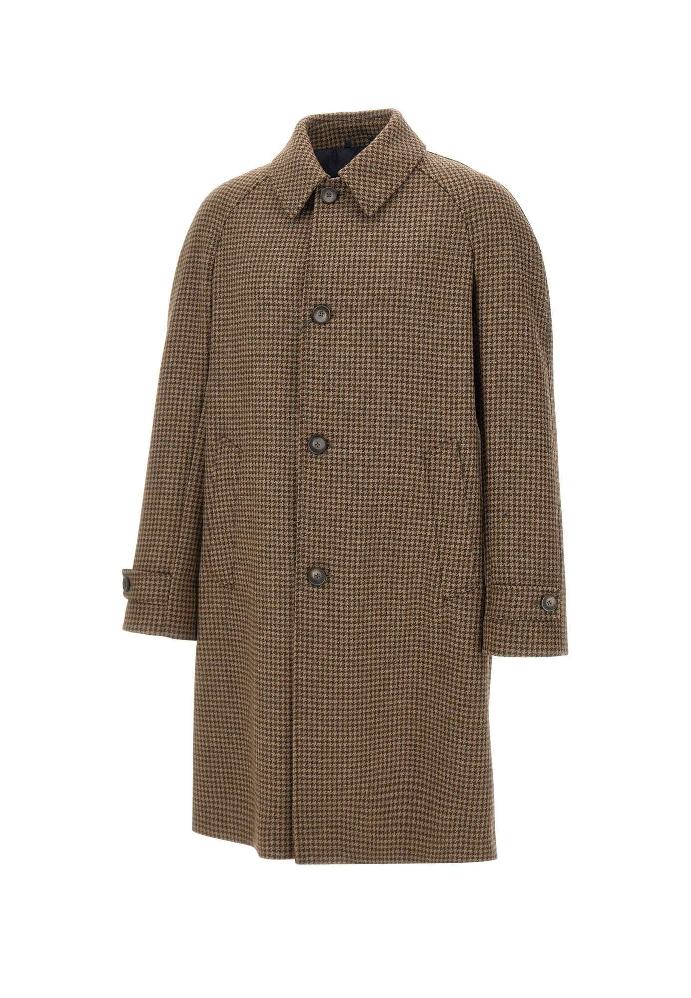 Herno Coat In Houndstooth Melton In Brown