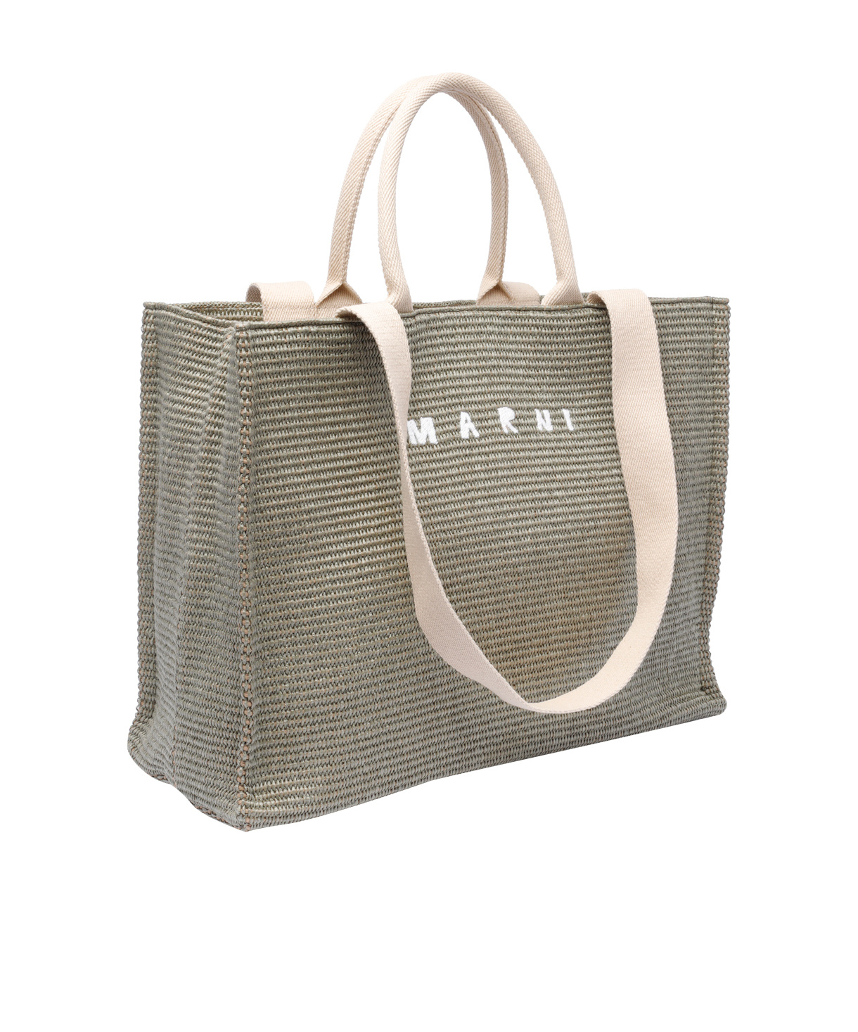 Marni Large Raffia Effect Tote Bag In Multicolor
