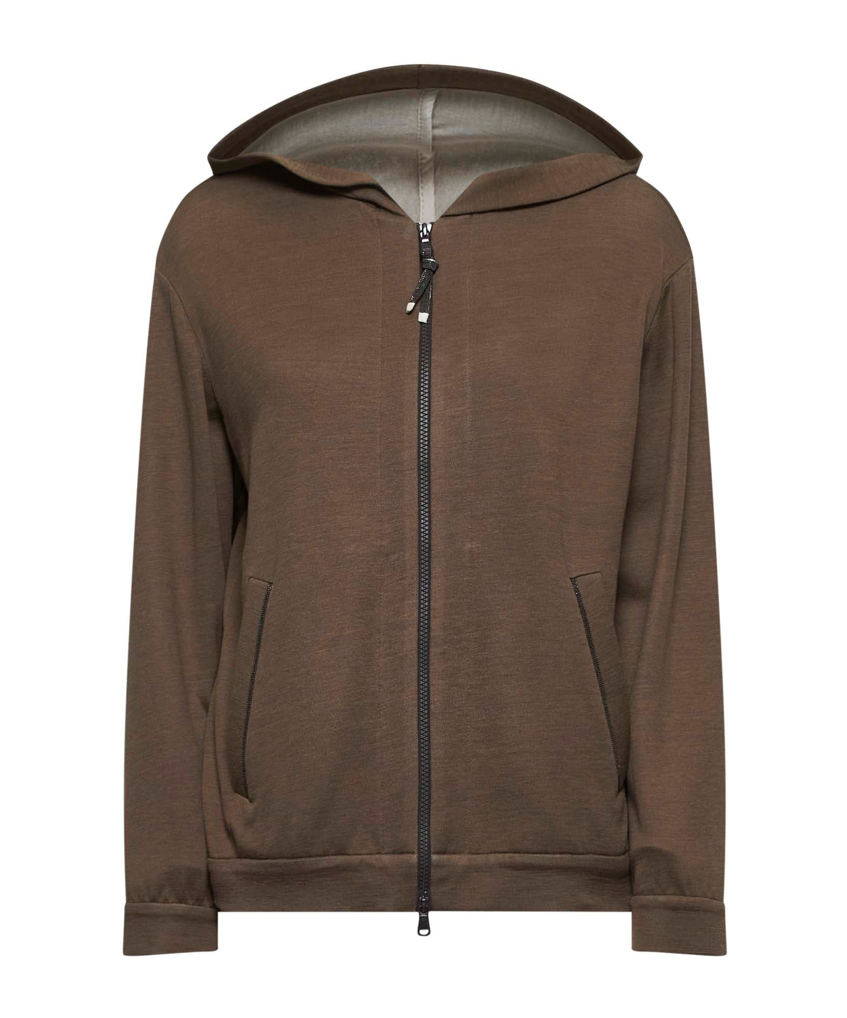 Brunello Cucinelli Zipped Hoodie In Brown