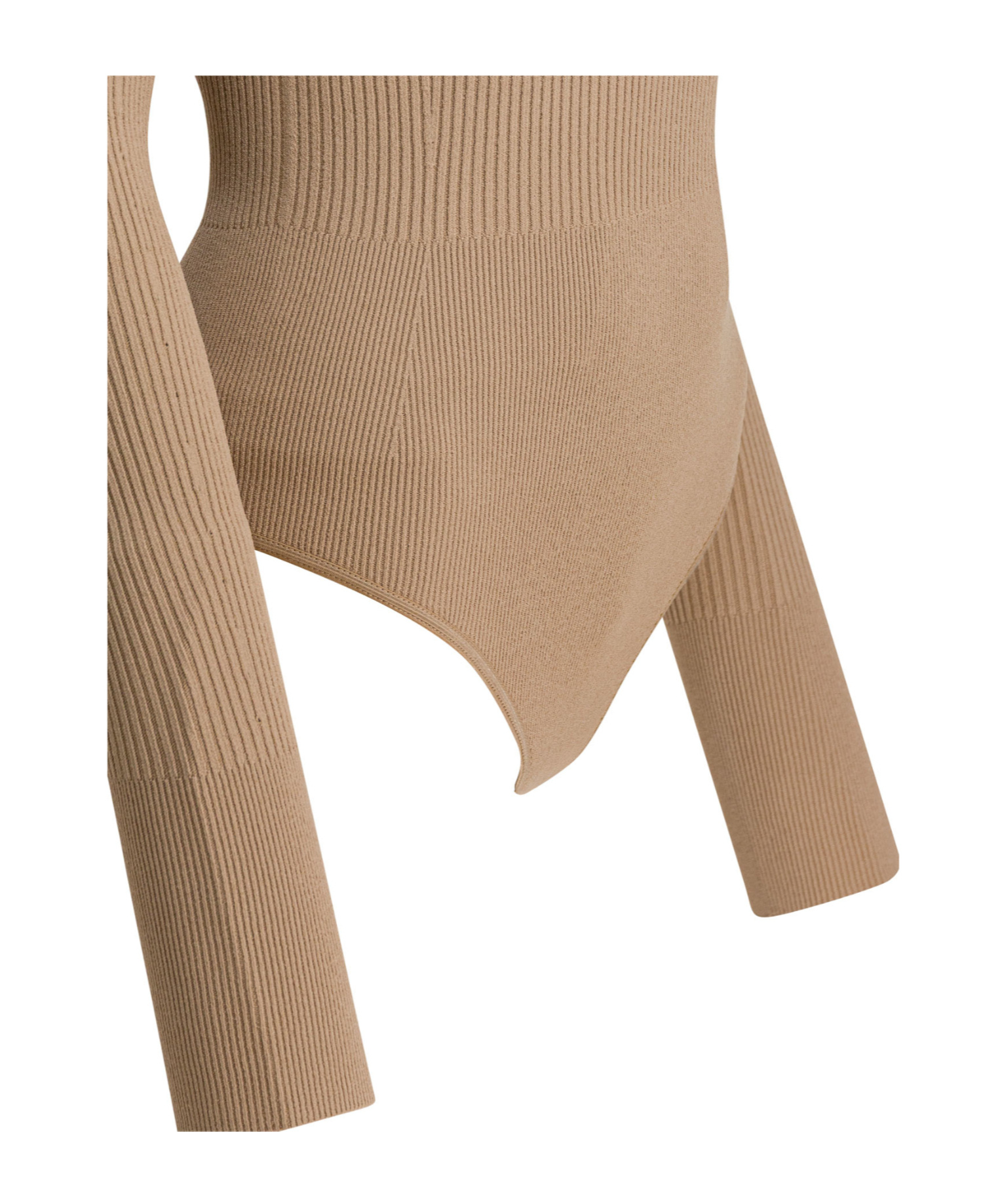 Alaïa Off-shoulder Ribbed Bodysuit In Brown