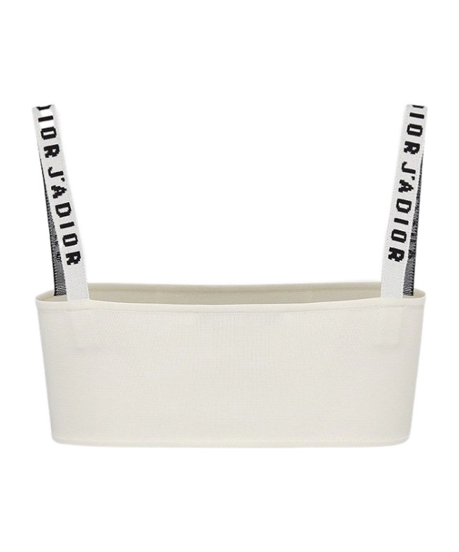 Dior Solid Color Bra Top With Logoed Straps In White