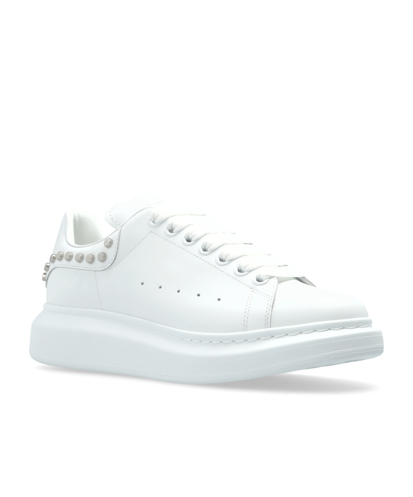 Alexander Mcqueen Leather Sneakers With Platform Sole And Stud Embellishments