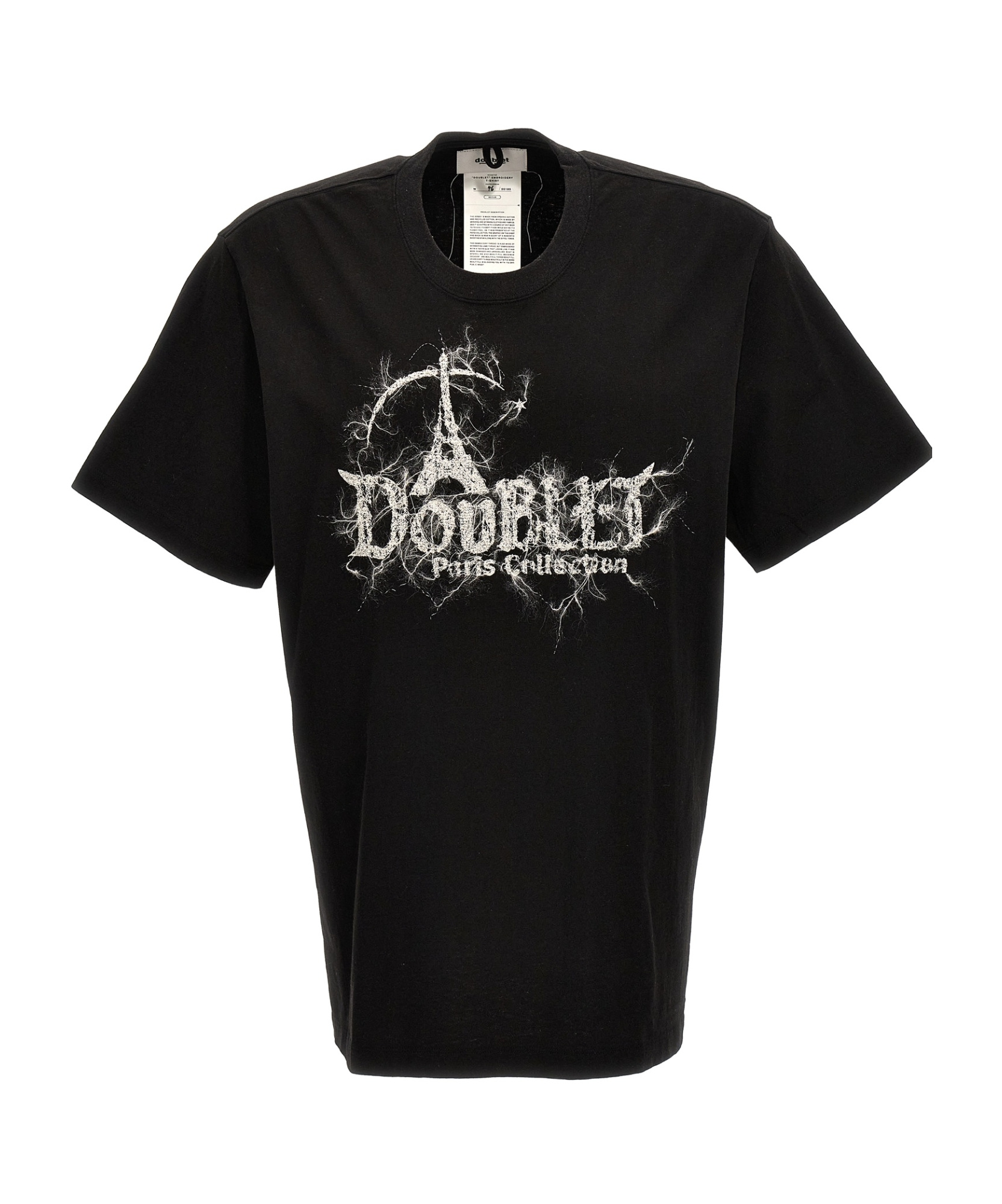 Doublet Logo-embroidery Cotton T-shirt In Black