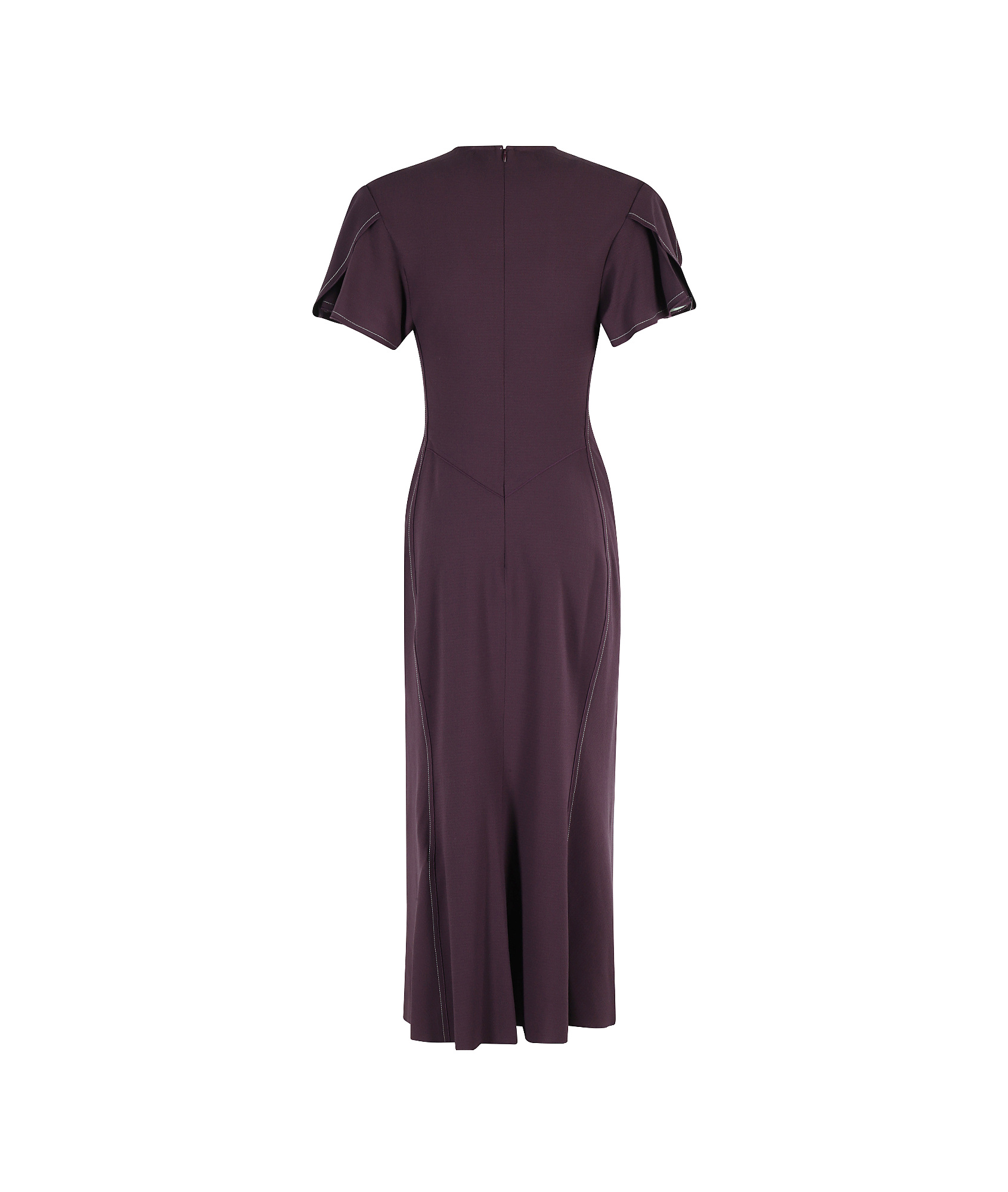 Victoria Beckham Ruched V-neck Midi Dress In Purple