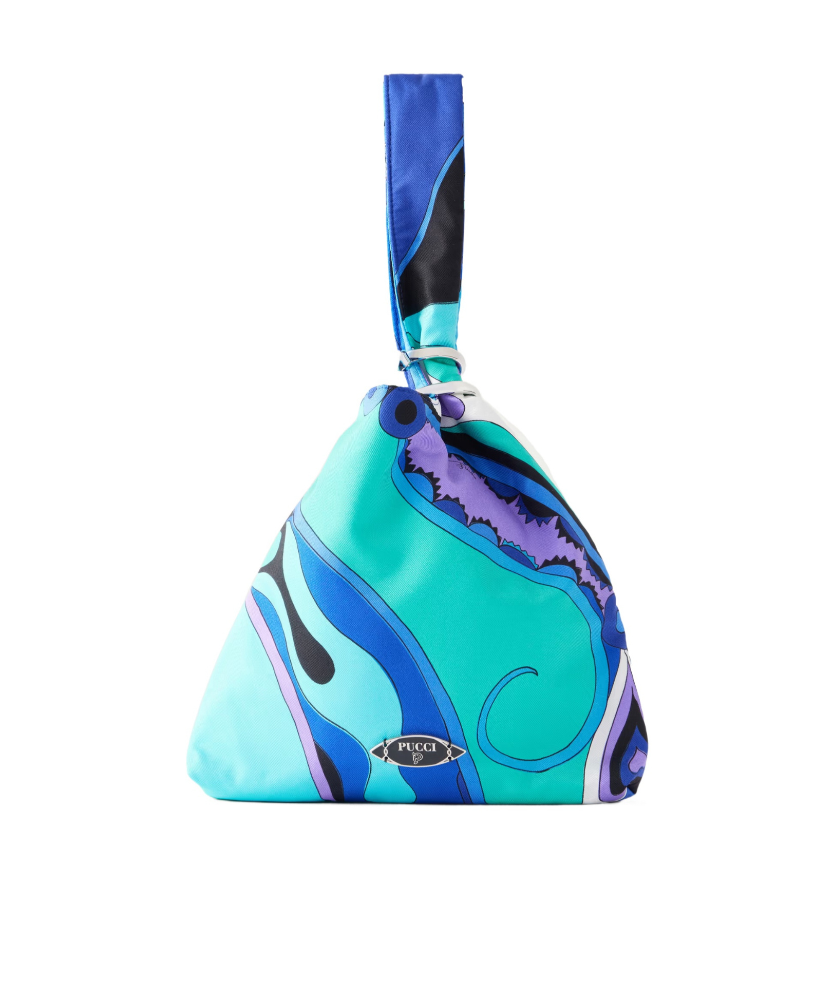 Pucci Drawstring Triangular Handbag In Blue