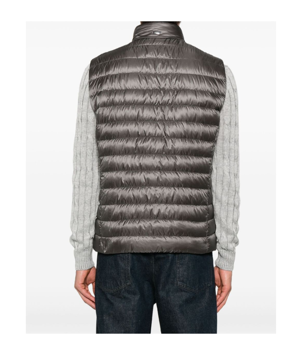 Herno Quilted High Neck Sleeveless Vest With Side Pockets In Gray