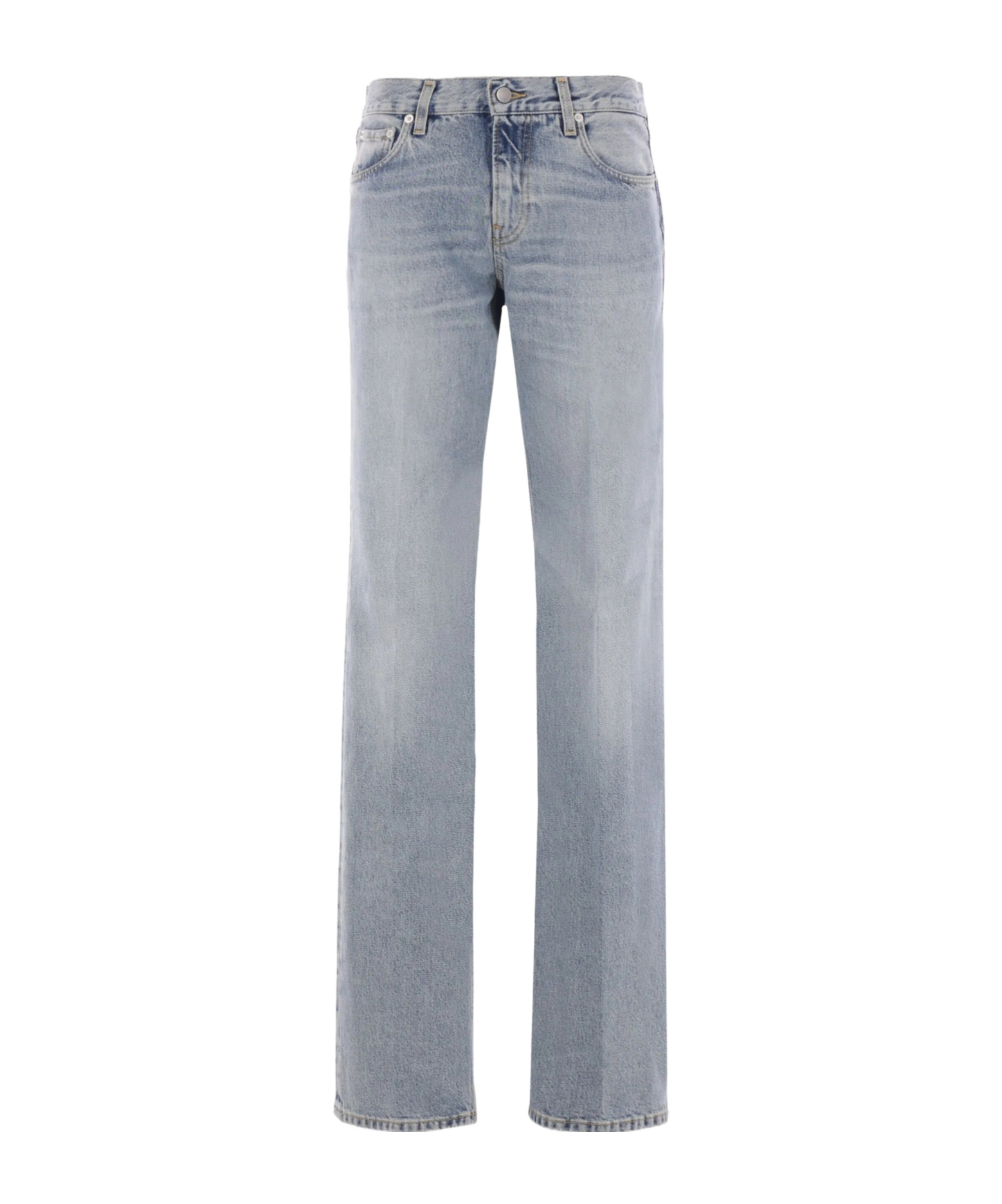 Haikure Trousers With Belt Loops And Contrast Stitching In Blue