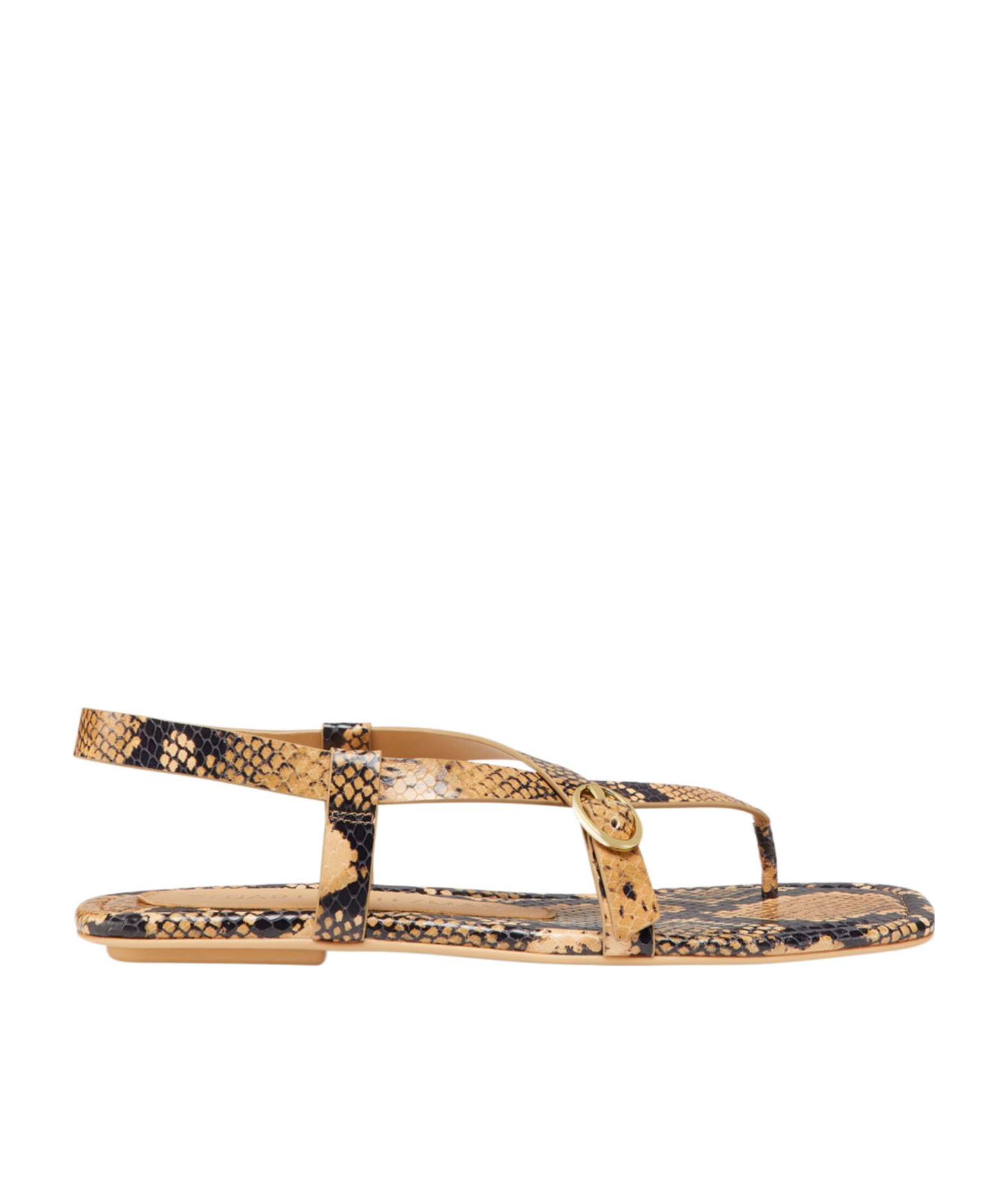Stuart Weitzman Benni Sandalen Aus Leder Mit Schlangeneffekt In Nude