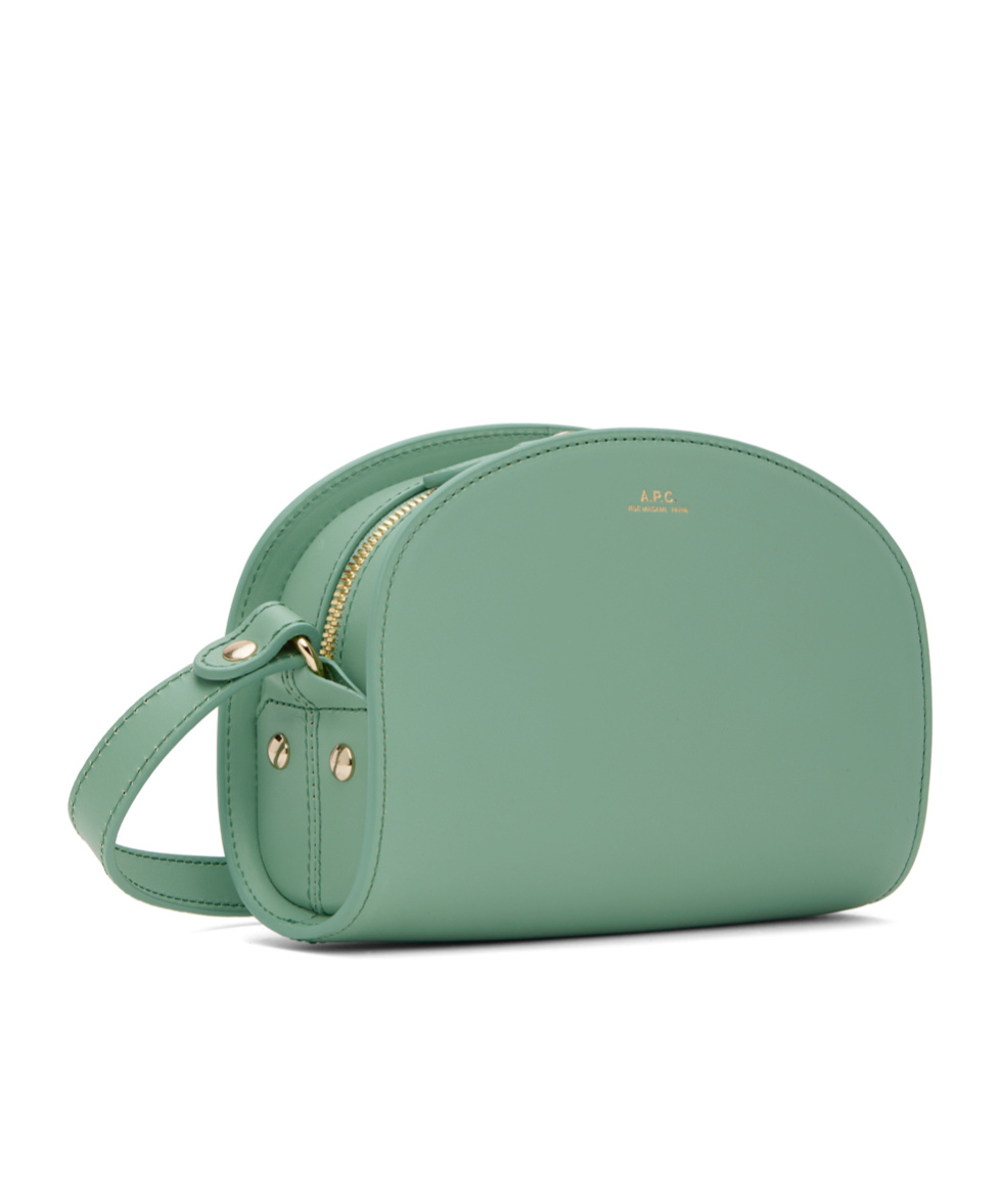 Apc Demi-lune Leather Shoulder Bag In Green