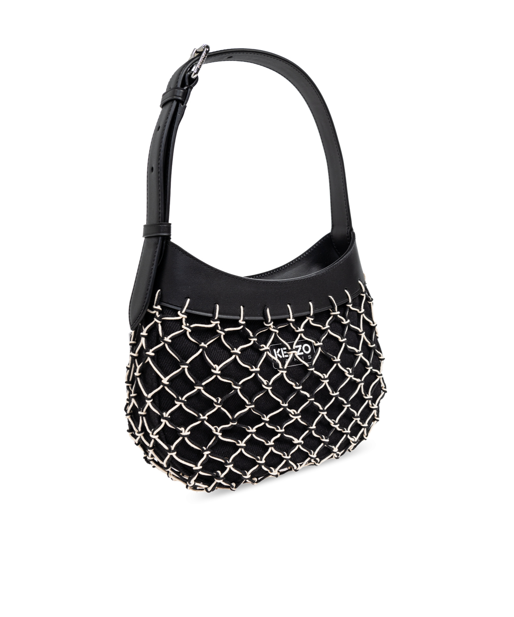KENZO KENZO LOGO PATCH NET-OVERLAY HANDBAG