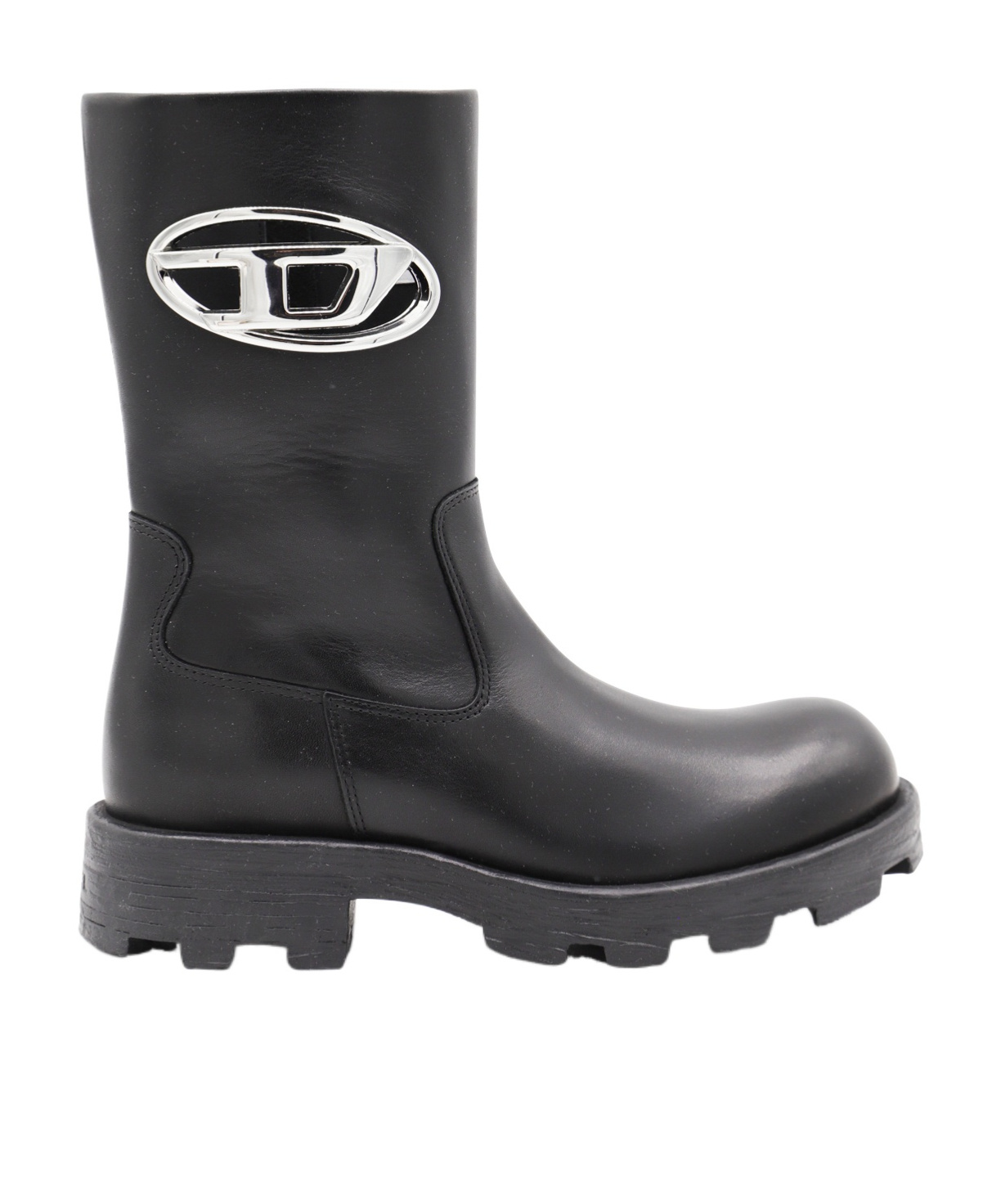 Diesel D Logo Ankle Boots In Black