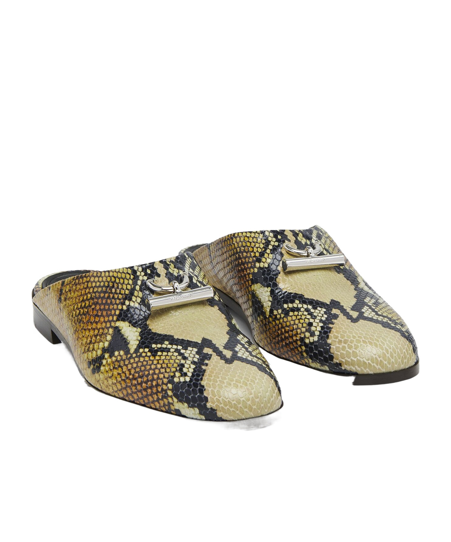 Alexander Mcqueen Leather Snake Print T-bar Mules In Multi