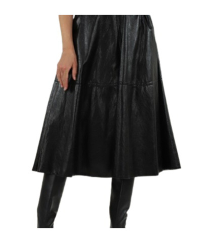 Elisabetta Franchi Leather-effect Belted Midi Skirt In Black
