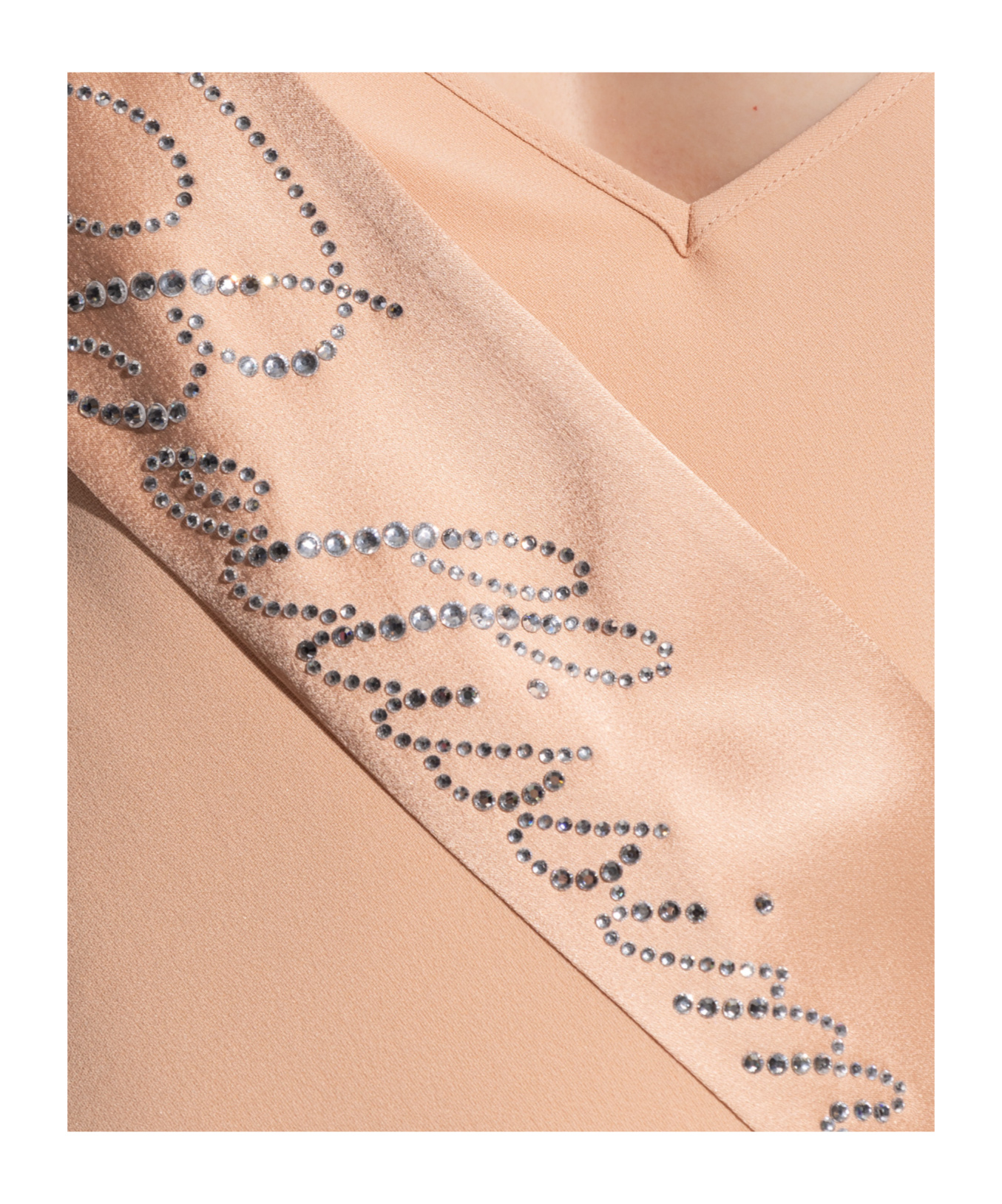 Blumarine Envers Crystal-embellished Logo Slip Dress In Nude