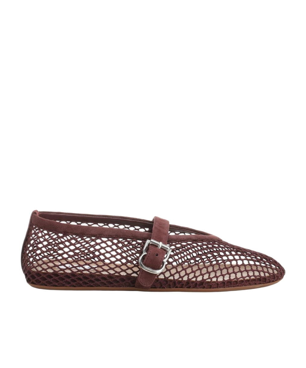 Alaïa Mesh Ballet Flats In Burgundy