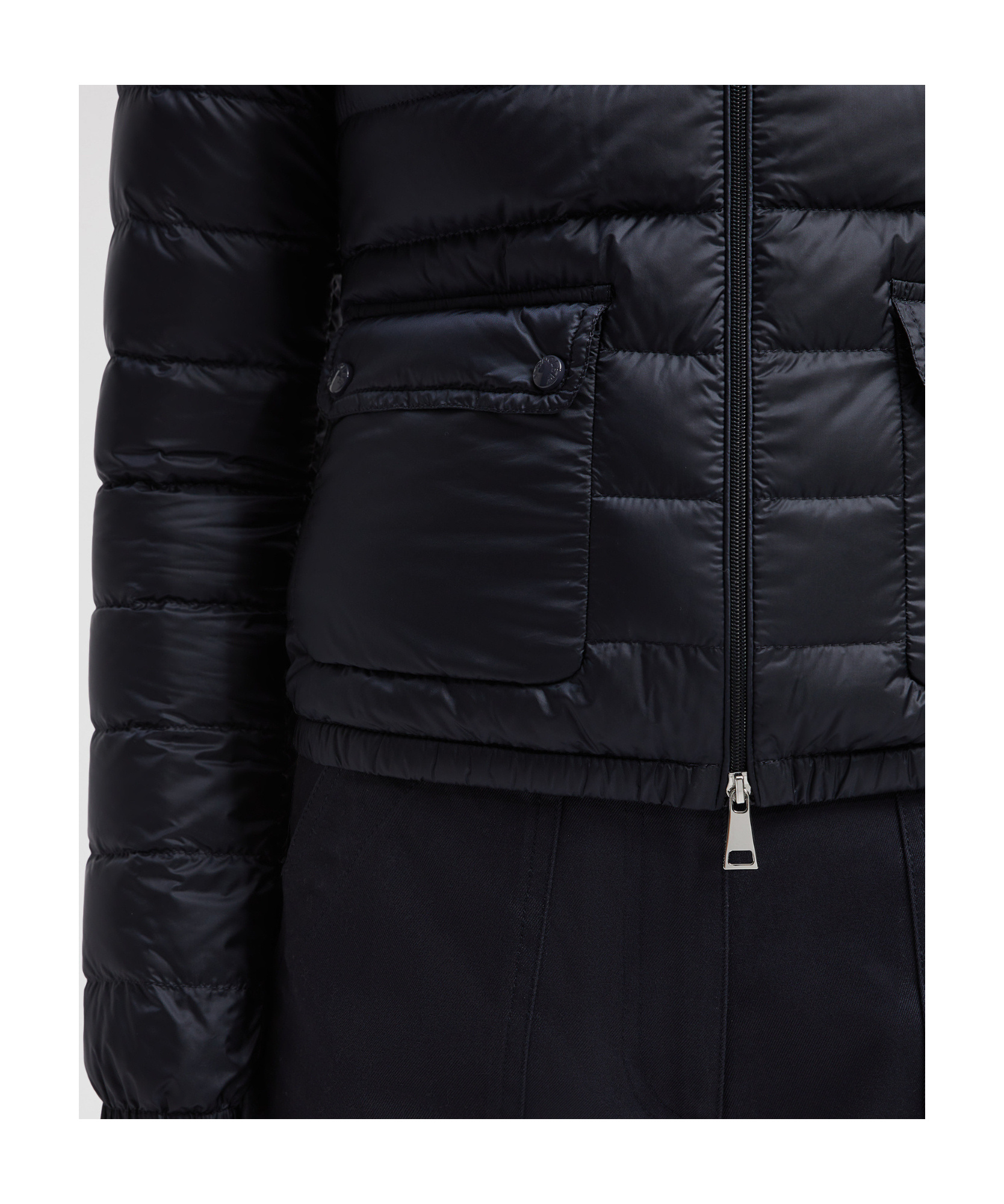 Moncler Long-sleeved Short Down Jacket In Blue