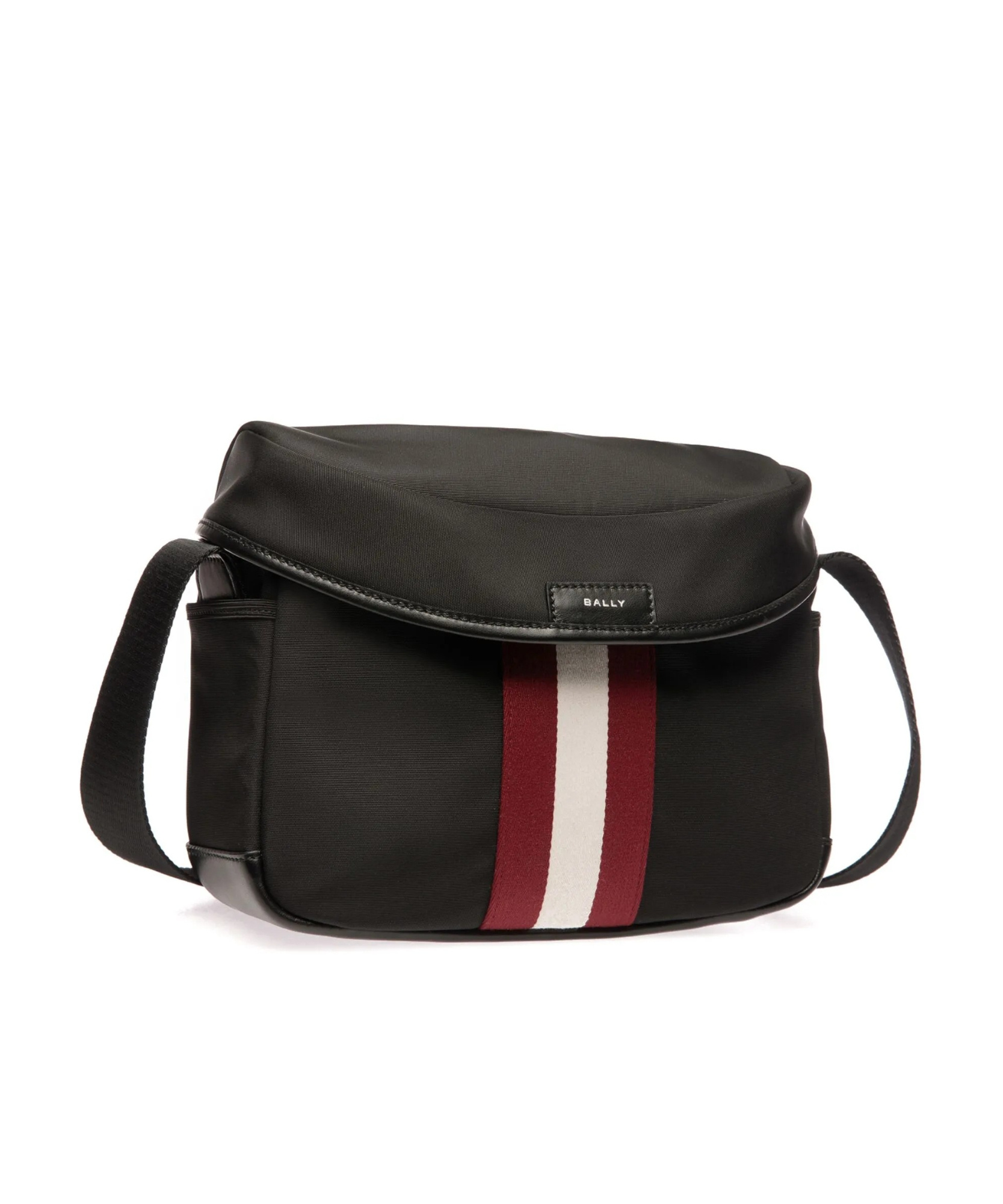 Bally Stripe-detail Canvas Messenger Bag In Black