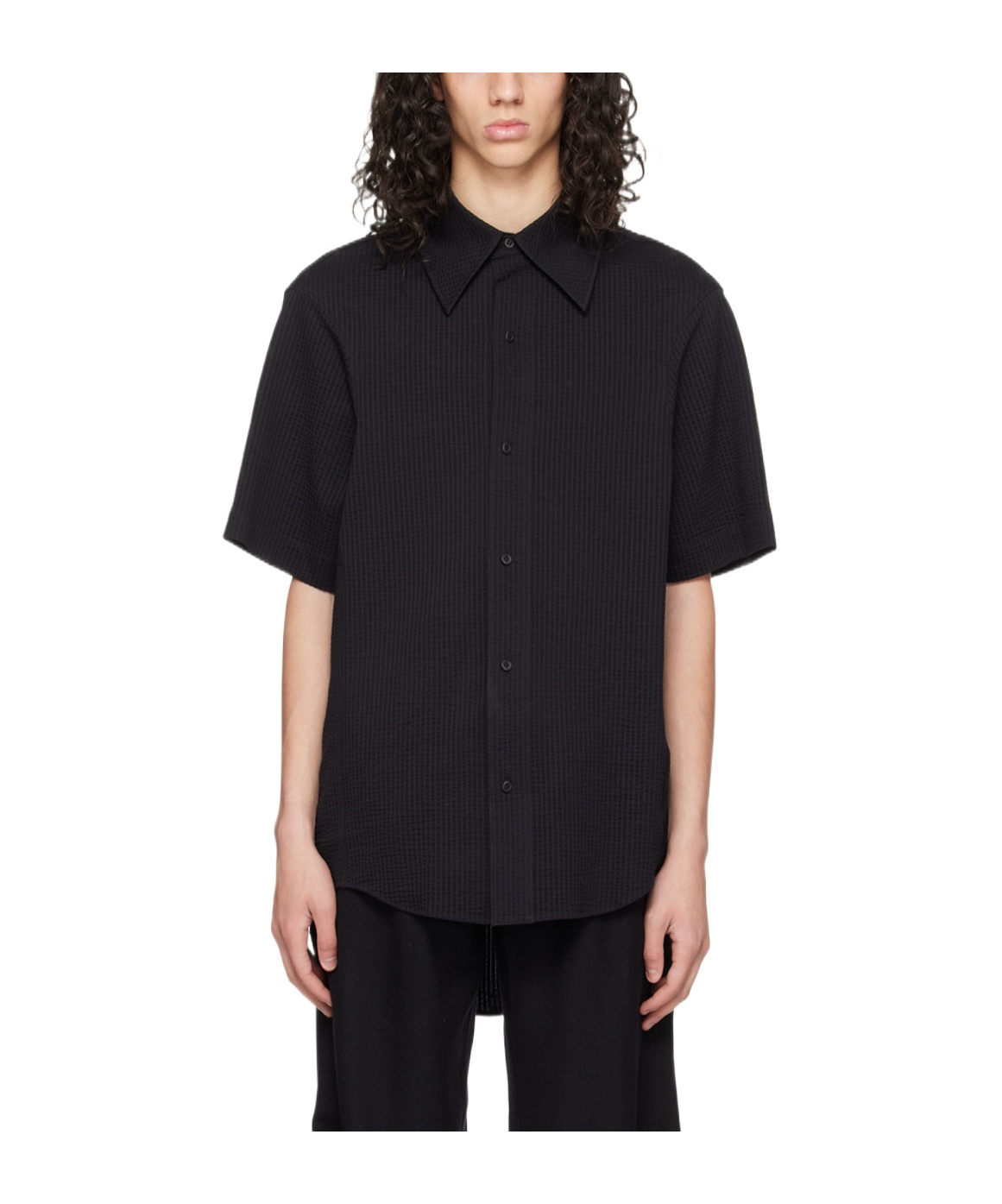 Ader Error Lapel Short-sleeved Shirt In Black