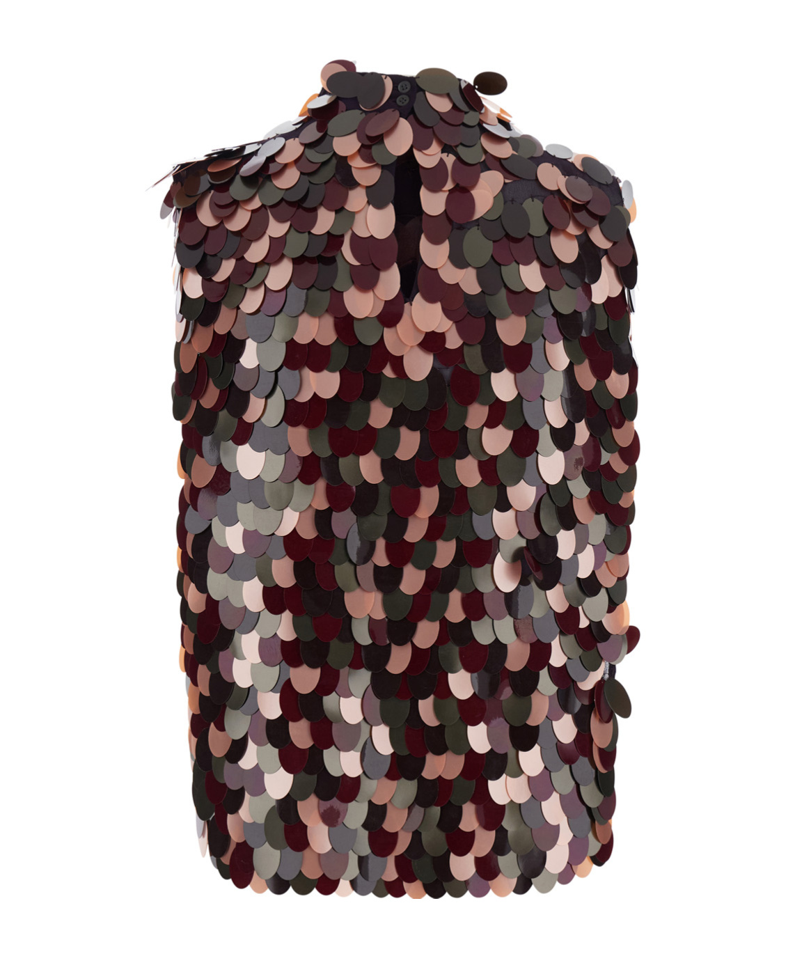 Dries Van Noten Women Bordeaux High Neck Top With All-over Sequins In Viscose Woman In Brown