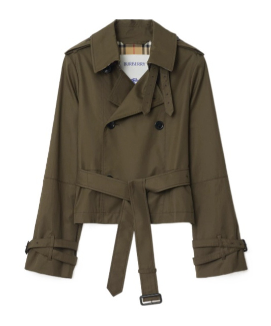 Burberry Cropped Tropical Gabardine Trench Jacket In Multi