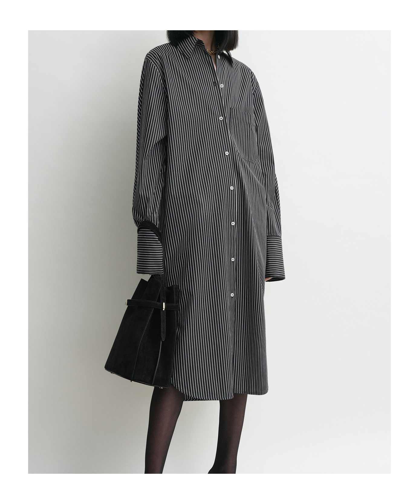 Totême Striped Organic Cotton-poplin Midi Shirt Dress In Gray