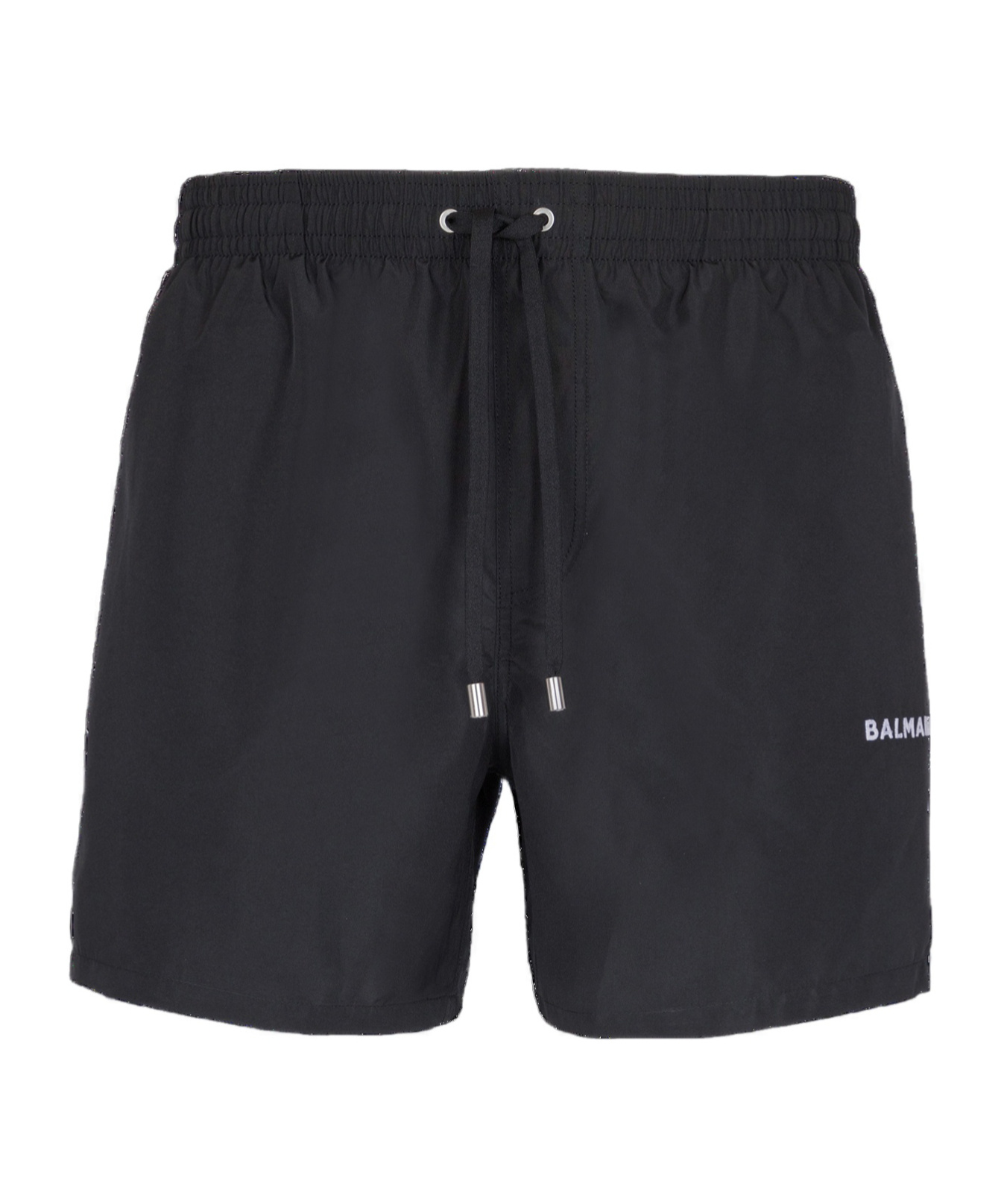 Shop Balmain Logo Swim Shorts In Black