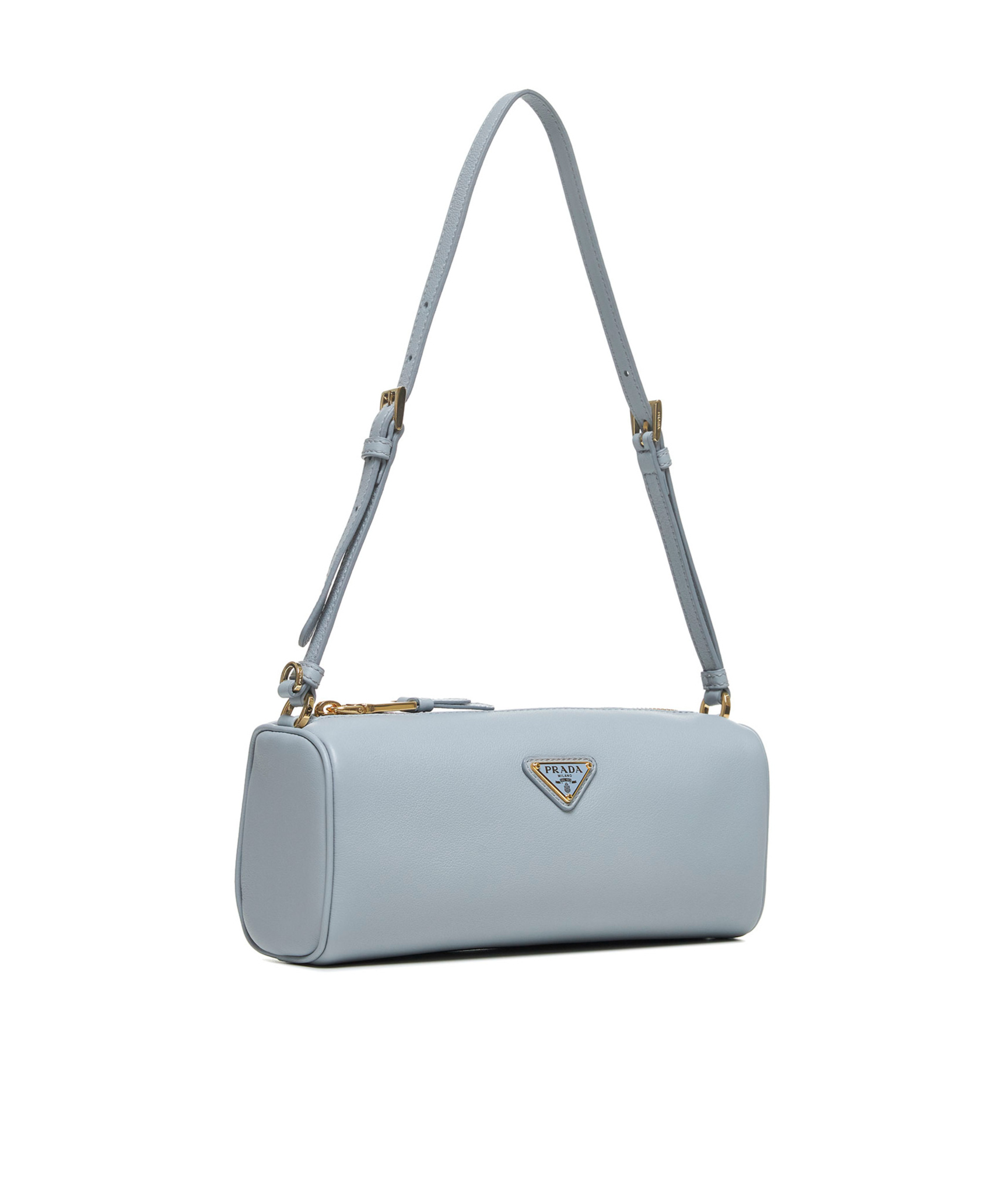 Prada Zippered Shoulder Bag In Gray