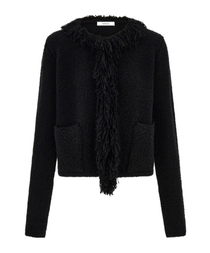 Ferragamo Cardigan With Fringe Detail In Black